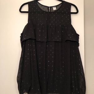 Old Navy black cold shoulder polka dot blouse